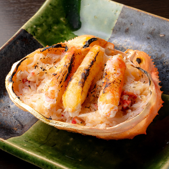 ズワイガニの甲羅焼き